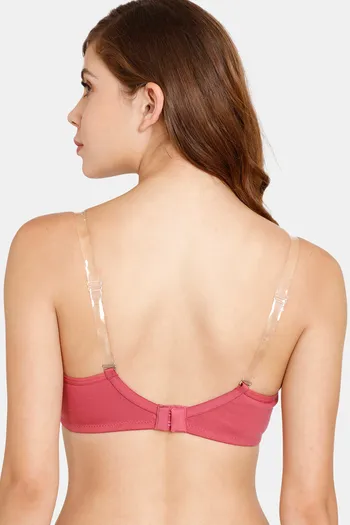 Buy Rosaline Everyday Double Layered Non-Wired Medium Coverage T-Shirt Bra  With Transparent Straps - Malaga at Rs.245 online