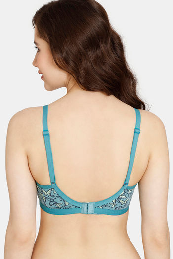 Buy Rosaline Everyday Double Layered Non Wired 3/4th Coverage T-Shirt Bra -  Green Pente at Rs.329 online