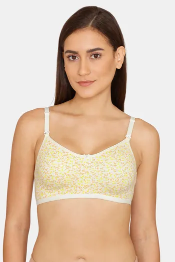 Buy Rosaline Everyday Double Layered Non Wired 3/4th Coverage T-Shirt Bra - Lime Dainty Pt