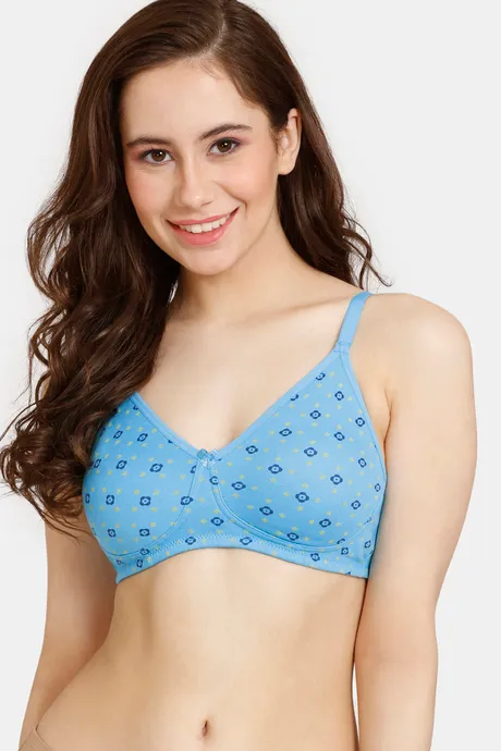 Buy Rosaline Everyday Double Layered Non Wired Medium Coverage T-Shirt Bra  With Transparent Straps - Blue Depth2 at Rs.315 online