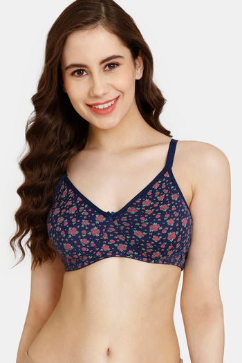 Buy Rosaline Everyday Double Layered Non Wired 3/4th Coverage T-Shirt Bra - Medieval Blue