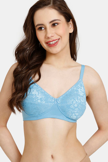 Buy Rosaline Everyday Double Layered Non-Wired 3/4th Coverage Bra - Alaskan Blue