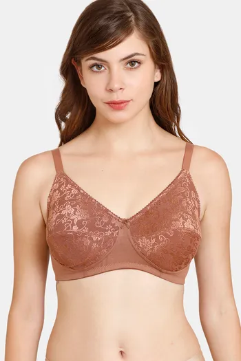 Buy Rosaline Everyday Double Layered Non Wired 3/4th Coverage Lace Bra -  Nutmeg at Rs.315 online