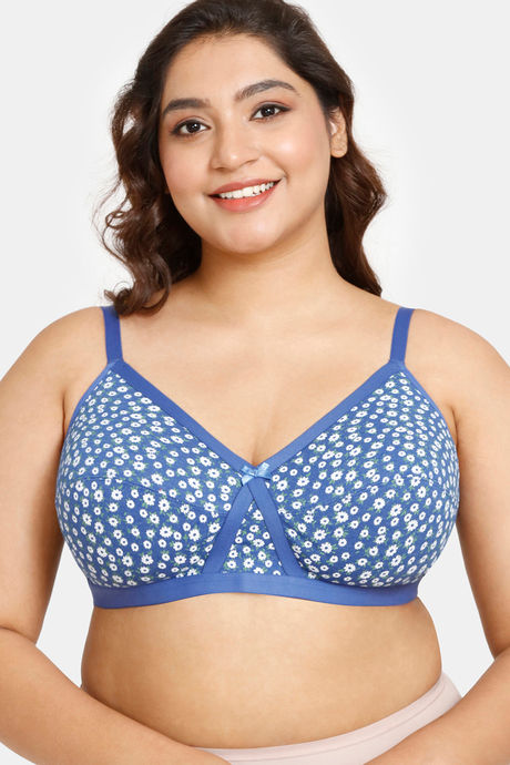 Buy Rosaline Everyday Double Layered Non-Wired 3/4th Coverage Supper  Support Bra - Blue Daisy Pt at Rs.360 online