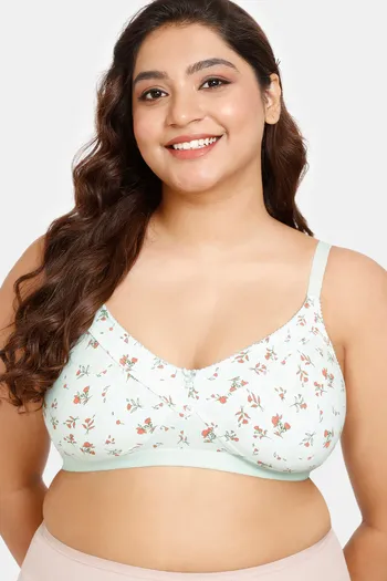 Buy Rosaline Women's Polyester Cotton Wire Free Casual Molded Full Coverage  Bra (RO1182FASHAGREN0032D_Green_32D) at