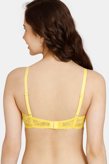 Buy Rosaline Padded Non Wired 3/4th Coverage Lace Bra - Aspen Gold at Rs.320  online