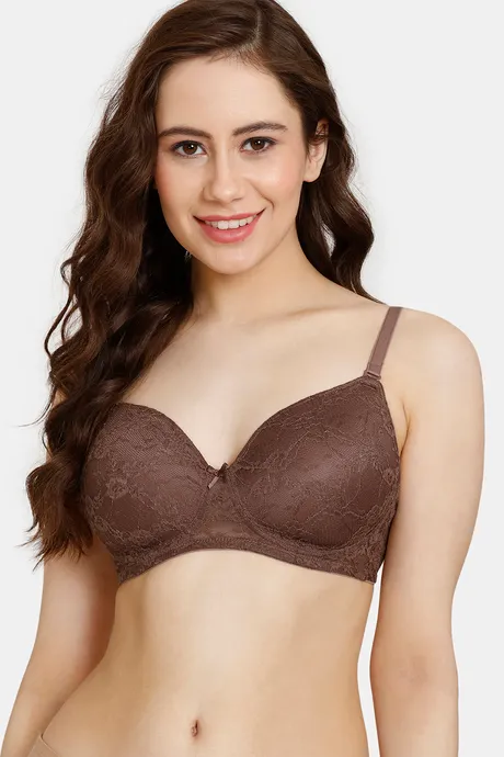 Buy Rosaline Padded Non Wired 3/4th Coverage Lace Bra - Nutmeg at