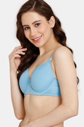 Buy Rosaline by Zivame Women's Polyester Padded Wired 3/4Th Coverage  Seamless T-Shirt Bra (RO1062FASH0BLUE0032B_Blue_32B) at