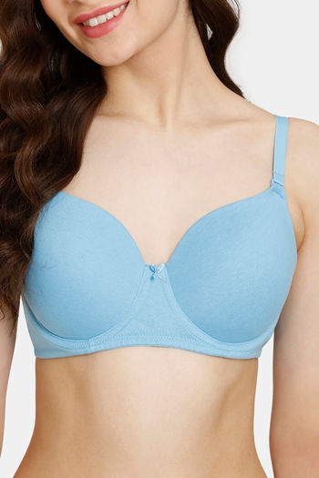 Buy Rosaline by Zivame Women's Polyester Padded Wired 3/4Th Coverage  Seamless T-Shirt Bra (RO1062FASH0BLUE0032B_Blue_32B) at