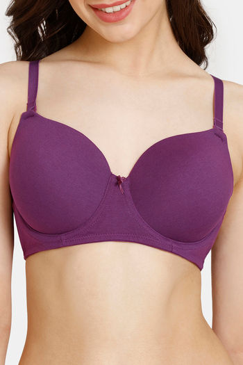 Buy Rosaline Padded Wired 3/4th Coverage T-Shirt Bra - Grape Juice at
