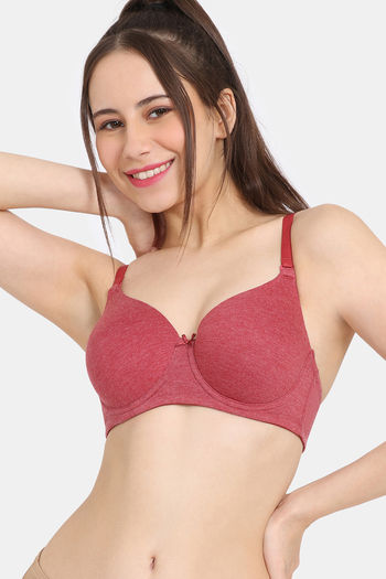 Buy Rosaline by Zivame Women's Polyester Cotton Non Padded Wired Casual  Molded T-Shirt Bra (Pack of 2) (RO1299FASHASRTD0032D_Pink at