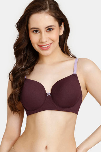 Buy Rosaline Padded Wired 3/4th Coverage T-Shirt Bra - Fig