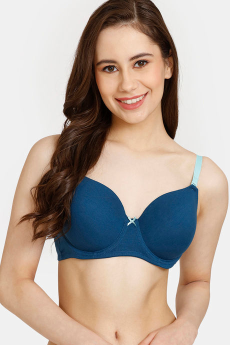 Buy Rosaline Padded Wired 3/4th Coverage T-Shirt Bra - Poseidon at