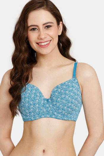 Buy Rosaline Padded Wired 3/4th Coverage T-Shirt Bra - Forged Blue at  Rs.297 online