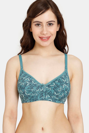 Buy Rosaline Everyday Double Layered Non Wired 3/4th Coverage T-Shirt Bra - Baltic Butterfly