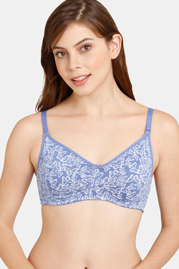Buy Rosaline Everyday Double Layered Non Wired 3/4th Coverage T-Shirt Bra - Purple Butterfly