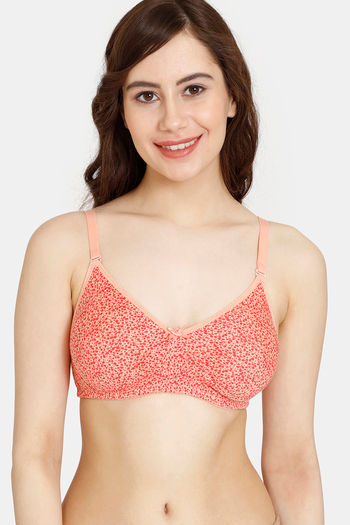 Buy Rosaline Everyday Double Layered Non-Wired 3/4th Coverage T-Shirt Bra - Salmon