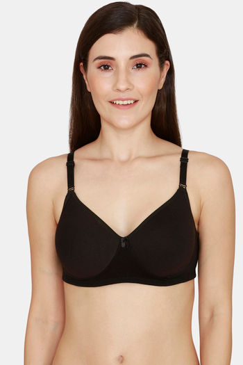 Rosaline Padded Non Wired 3/4th Coverage T-Shirt Bra - Jet Black