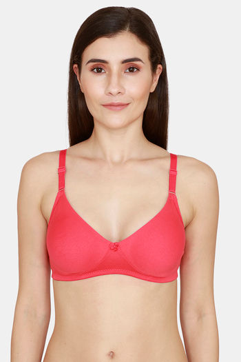 Buy Rosaline Everyday Double Layered Non Wired Medium Coverage T-Shirt Bra - Coral