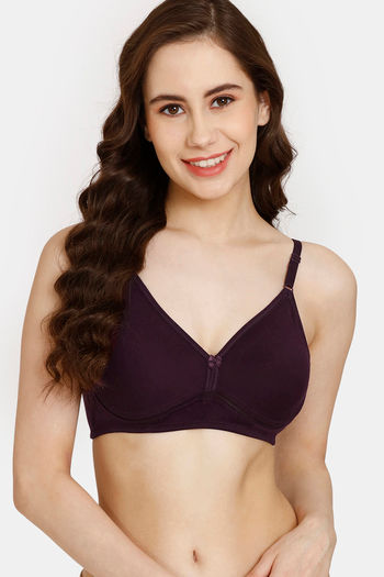 Buy Rosaline Everyday Double Layered Non Wired Medium Coverage T-Shirt Bra  - Shadow Purple at Rs.180 online