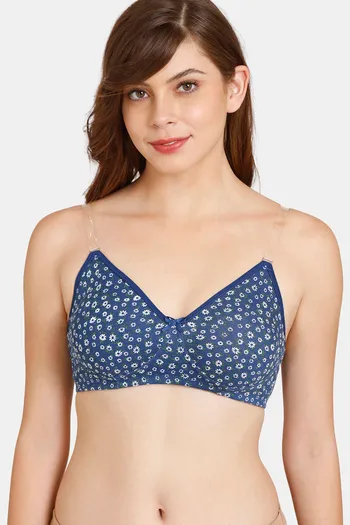 Buy Rosaline Everyday Double Layered Non-Wired 3/4th Coverage T-Shirt Bra - Sodalite  Blue at Rs.292 online