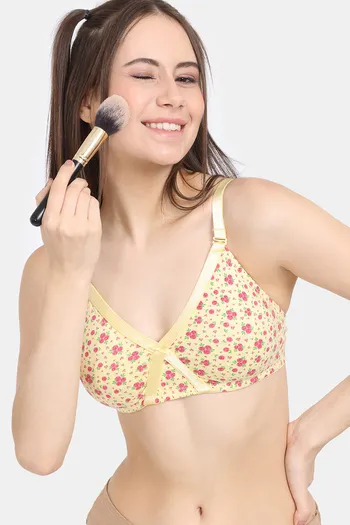 Buy Rosaline Everyday Double Layered Non-Wired 3/4th Coverage T-Shirt Bra -  Mellow Yellow at Rs.350 online
