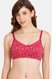 Buy Rosaline Everyday Double Layered Non-Wired 3/4th Coverage  T-Shirt Bra - Purple Roses Print