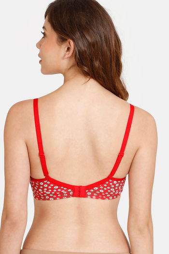 Buy Rosaline Everyday Double Layered Non Wired 3/4th Coverage T-Shirt Bra -  Red Daisies Print at Rs.350 online