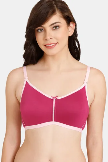 Buy Zivame Rosaline Double Layered Non Wired Coverage T-Shirt Bra-Fiery Red  Vry Peri (Pack of 2) online