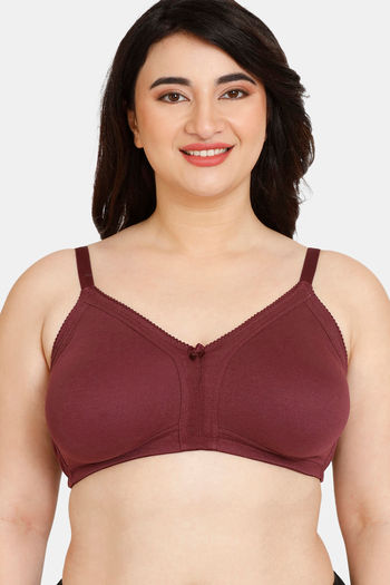 Buy Rosaline Everyday Double Layered Non Wired Full Coverage Super Support  Bra - Fig at Rs.325 online
