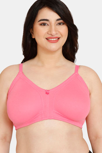 Buy Rosaline Everyday Double Layered Non Wired Full Coverage Super Support Bra - Pink Lemonade