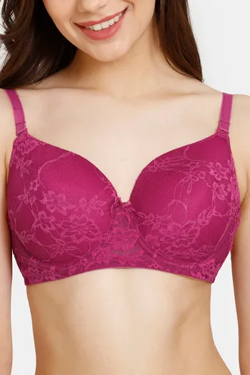 Buy Rosaline By Zivame Red Floral Lace T Shirt Bra - Bra for Women 16213736