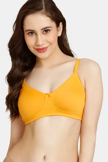 Buy Rosaline Everyday Double Layered Non Wired 3/4th Coverage T-Shirt Bra - Marigold