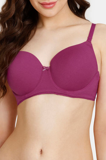 Zivame Beautiful Basics Premium Padded Wired 3/4th Coverage T-Shirt Bra -  Violet Tulip