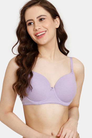 Bridal 3 Piece Bra Panty Set With Short Nighty - Purple at Rs