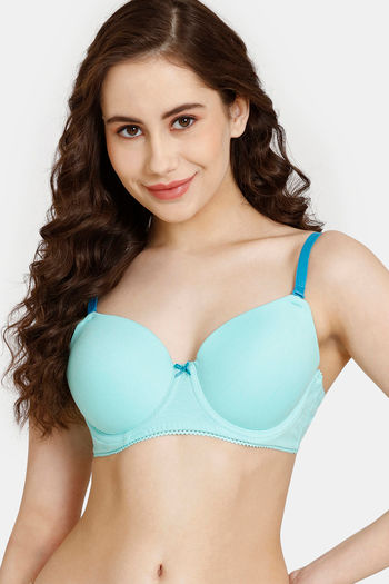 Buy Rosaline Padded Non Wired 3/4th Coverage T-Shirt Bra - Aruba Blue at  Rs.360 online