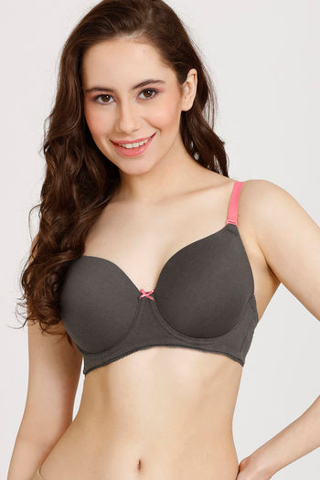 Buy Rosaline Padded Wired 3/4th Coverage T-Shirt Bra - Forged Iron