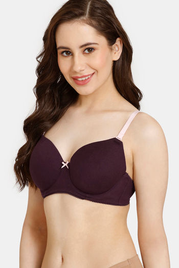 Buy Zivame Rosaline Non Wired 3/4th Coverage T-shirt Bra - Winter Bloom  Purple online