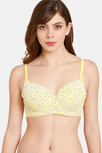 Buy Rosaline Padded Wired 3/4th Coverage T-Shirt Bra With Lace Band - Aspen Gold