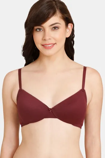 Buy Rosaline Padded Non-Wired Medium Coverage T-Shirt Bra - Fig at Rs.320  online