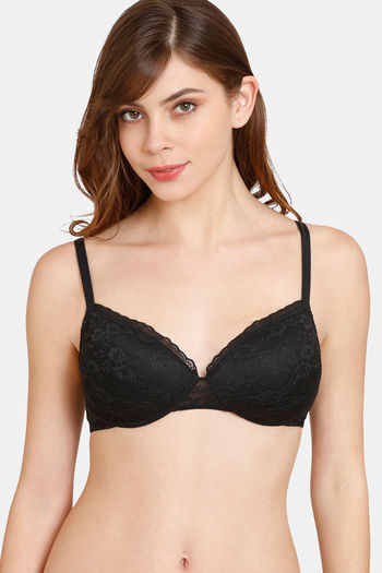 Buy Rosaline Padded Non-Wired 3/4th Coverage Lace Bra - Anthracite