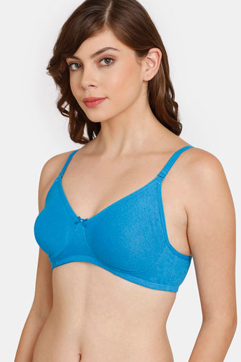 Buy Rosaline Everyday Double Layered Non-Wired 3/4th Coverage T-Shirt Bra -  Diva Blue at Rs.220 online