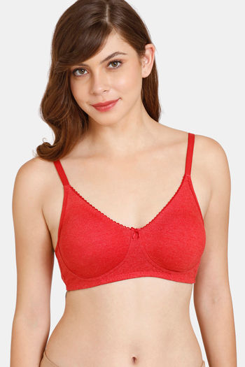 Buy Rosaline Everyday Double Layered Non-Wired 3/4th Coverage  T-Shirt Bra - Equestrain Red