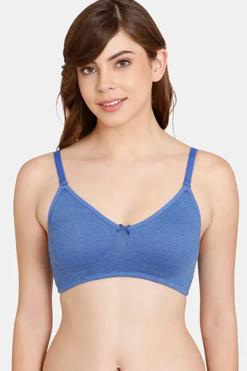 Buy Rosaline Everyday Double Layered Non Wired 3/4th Coverage T-Shirt Bra - Beaucoup Blue