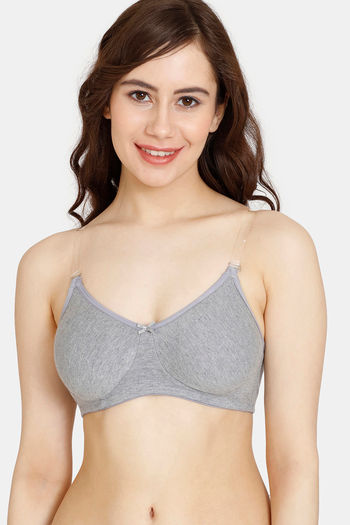 Buy Rosaline Everyday Double Layered Non Wired 3/4th Coverage T-Shirt Bra - Grey Melange