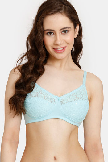 Buy Rosaline Everyday Double Layered Non Wired 3/4th Coverage Lace Bra - Island Paradise