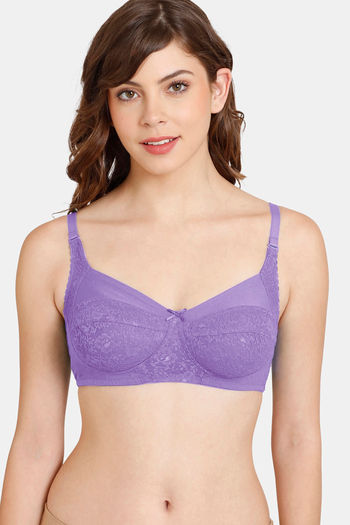 Buy Rosaline Everyday Double Layered Non Wired 3/4th Coverage Lace Bra - Bellflower