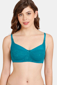 Buy Rosaline Everyday Double Layered Non Wired 3/4th Coverage Lace Bra - Harbor Blue