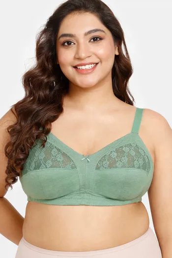 Buy Women's Zivame Lace Non-Wired Hook and Eye Closure Super Support Bra  Online