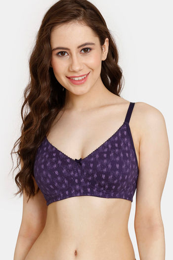 Buy Rosaline Everyday Double Layered Non Wired 3/4th Coverage T-Shirt Bra -  Bellflower at Rs.280 online